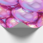 イリデセントピンク 3D グロッシー バブル パターン ラッピング ラッピングペーパー (角)
