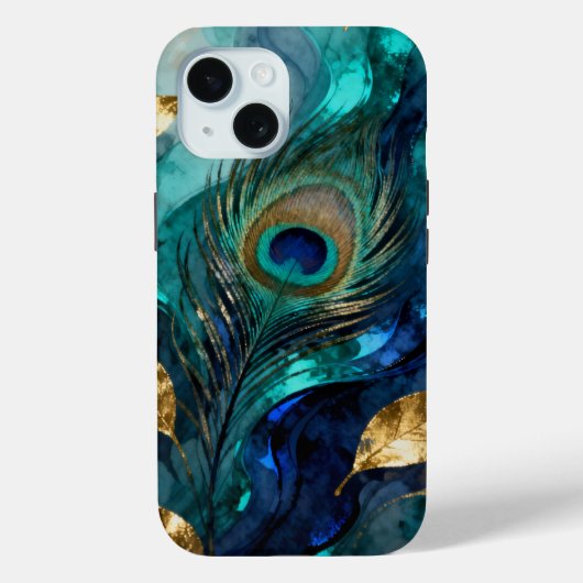 イリデッセントな孔雀の羽の抽象画 Case-Mate iPhoneケース (裏面)
