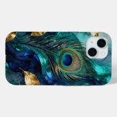 イリデッセントな孔雀の羽の抽象画 Case-Mate iPhoneケース (裏面 (横))