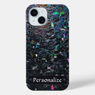 イリデッセント抽象ステンドグラスパターン カスタムデザイン iPhone 15ケース
