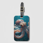 イリデッセント ガラス たこ アート | 深海の生き物 ラゲッジタグ (正面縦)