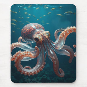 イリデッセント ガラス たこ アート 深海アート マウスパッド