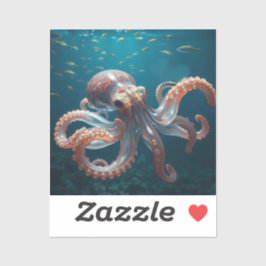 イリデッセント グラス オクトパス アート | 深海の幻想 シール
