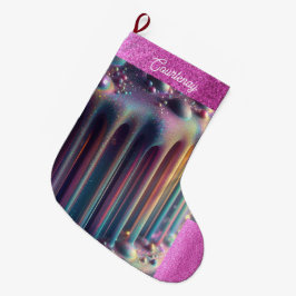 イリデッセント レインボーカラー オーダーメイド グリッター ラージクリスマスストッキング