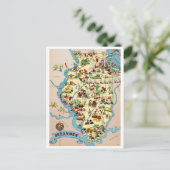 イリノイおもしろいヴィンテージの地図 ポストカード (スタンド正面)