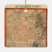 イリノイのエルギン1871の地図 セラミックオーナメント (裏面)