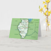イリノイのグリーティングカードの地図 カード (黄色い花)