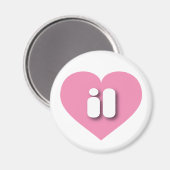 イリノイのピンクハート – 私はilを愛する マグネット (正面/裏面)