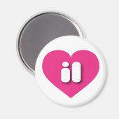 イリノイのホットピンクハート – 私はilを愛する マグネット (正面/裏面)