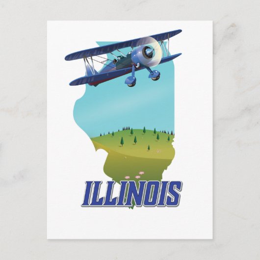 イリノイのヴィンテージ地図の旅行ポスター ポストカード (正面)