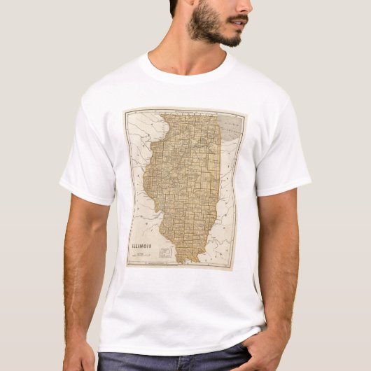 イリノイの地図書の地図 Tシャツ (正面)