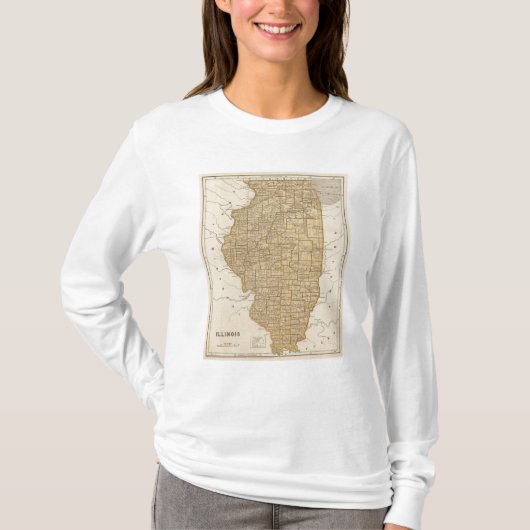 イリノイの地図書の地図 Tシャツ (正面)