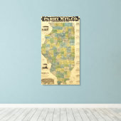 イリノイの地図2 キャンバスプリント (インサイチュ (ウッドフロア))