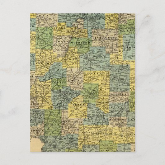 イリノイの地図2 ポストカード (正面)