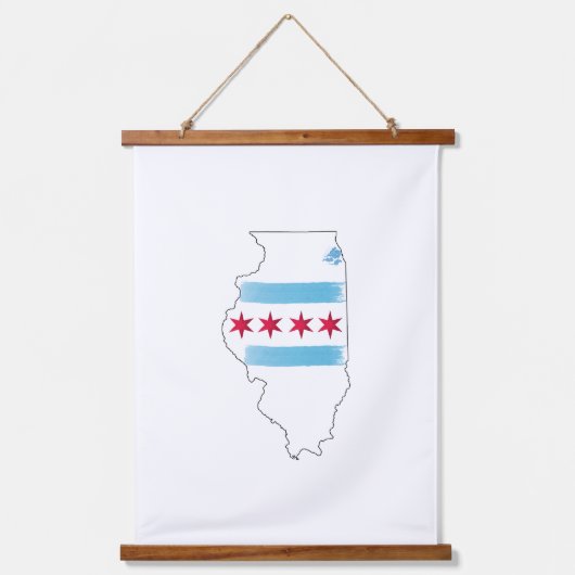 イリノイの地図 吊り下げ型タペストリー (正面)