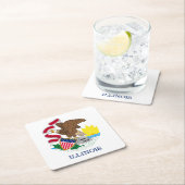 イリノイの州の旗のデザイン スクエアペーパーコースター (インサイチュ)