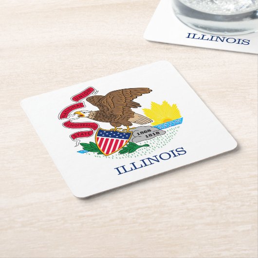 イリノイの州の旗のデザイン スクエアペーパーコースター (アングル)