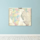 イリノイの政治地図 キャンバスプリント (インサイチュ (ウッドフロア))