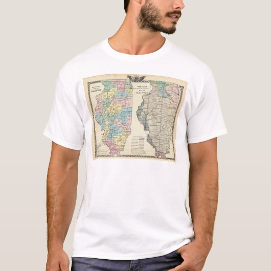 イリノイの政治地図 Tシャツ (正面)