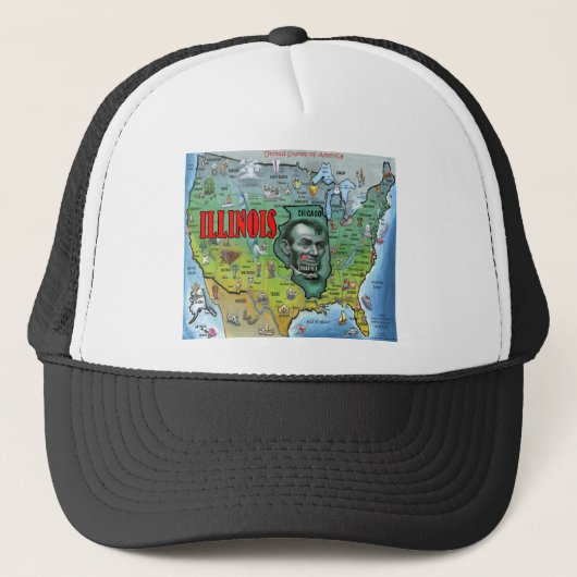 イリノイの米国の地図 キャップ (正面)