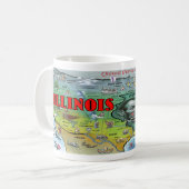 イリノイの米国の地図 コーヒーマグカップ (正面左)