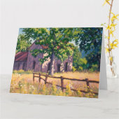 イリノイの美しい秋のファームハウスシーン カード (黄色い花)