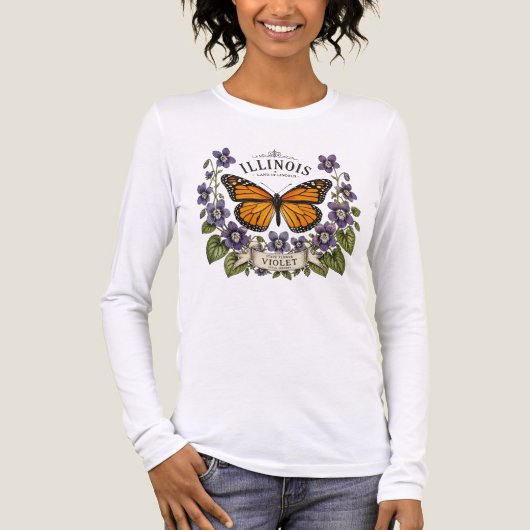 イリノイの花と蝶の誇り トライブレンドTシャツ (正面)