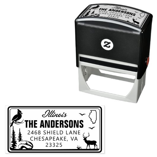 イリノイカスタムライセンスプレートの住所スタンプ セルフインキングスタンプ (インサイチュ)