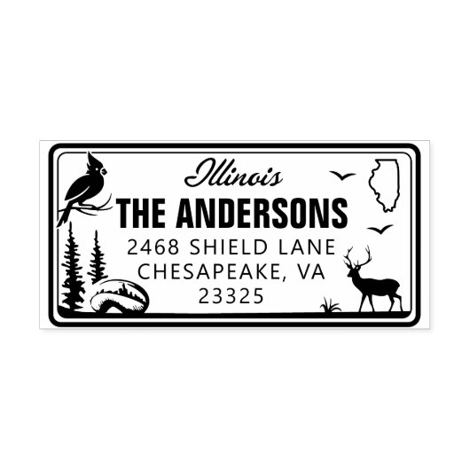 イリノイカスタムライセンスプレートの住所スタンプ セルフインキングスタンプ (デザイン)