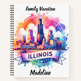 イリノイカラフル州のスカイライン反射 ノートブック
