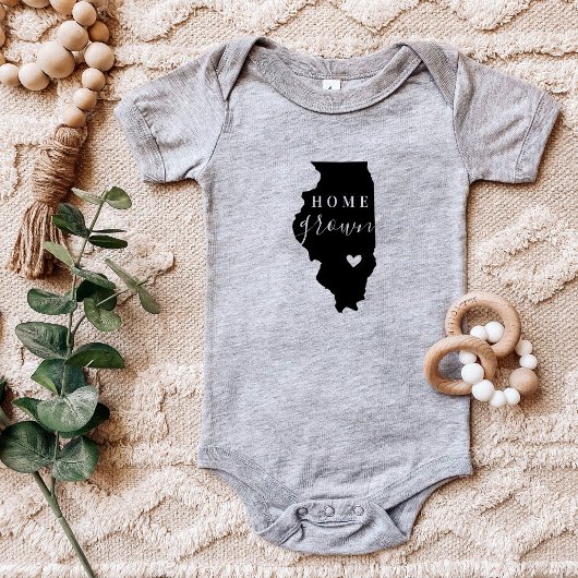 イリノイズホームグロウン州ティー ベビーボディスーツ