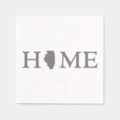 イリノイズホーム州グレーワードアート紙パーティー スタンダードカクテルナプキン (正面)