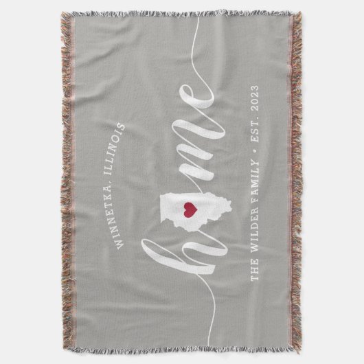 イリノイズホーム州パーソナライズされた素朴 スローブランケット (正面縦)