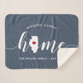 イリノイズホーム州 パーソナライズされた シェルパブランケット (正面(横))