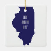 イリノイパーソナライズされた州クリスマス飾り セラミックオーナメント (裏面)