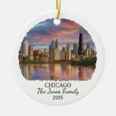 イリノイパーソナライズされた州シカゴオーナメント州 セラミックオーナメント (正面)