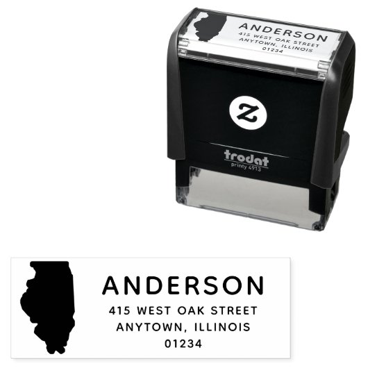 イリノイモダン州形状差出人住所 セルフインキングスタンプ (インサイチュ)