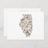 イリノイヴィンテージ写真マップアンティーク州グラフ ポストカード (正面/裏面)