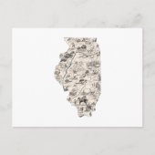 イリノイヴィンテージ写真マップアンティーク州グラフ ポストカード (正面)