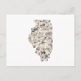 イリノイヴィンテージ写真マップアンティーク州グラフ ポストカード