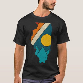 イリノイヴィンテージ州マップマウンテンズハイキングプライド Tシャツ