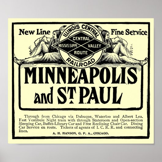 イリノイ中央鉄道ビンテージのポスター ポスター (正面)