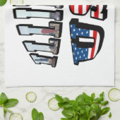 イリノイ写真と米国国旗の文字 キッチンタオル (折り畳み)