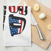 イリノイ写真と米国国旗の文字 キッチンタオル (四つ折り)