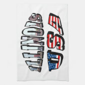 イリノイ写真と米国国旗の文字 キッチンタオル (縦)