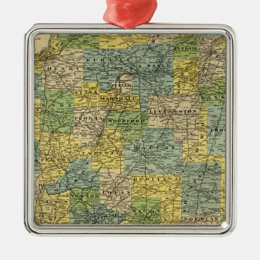 イリノイ地図2 メタルオーナメント (正面)