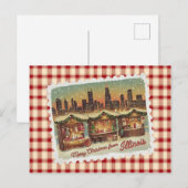 イリノイ州からのクリスマスグリーティングカード シーズンポストカード (正面/裏面)