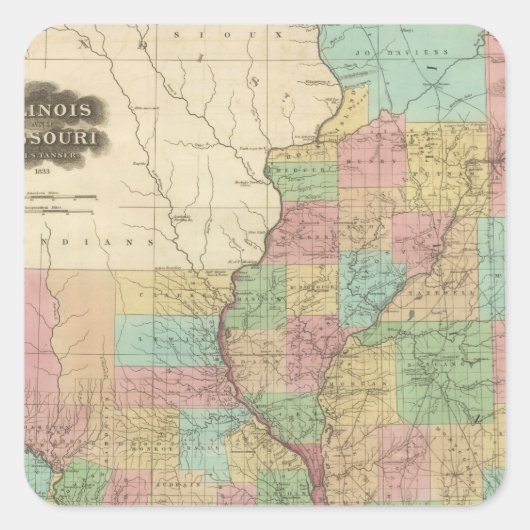 イリノイ州とミズーリ州 スクエアシール (正面)