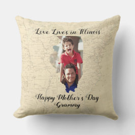 イリノイ州に住む古い地図州の写真 クッション