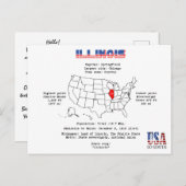 イリノイ州のアメリカ州の地図と有用な情報 シーズンポストカード (正面/裏面)